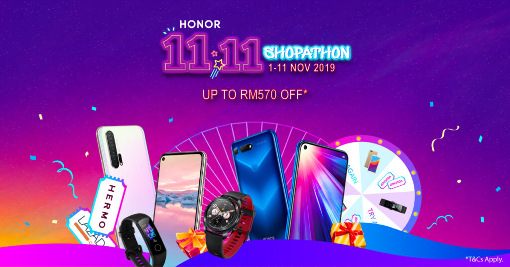 HONOR Gives up to RM 570* Off this 11.11 with Shopathon Deals