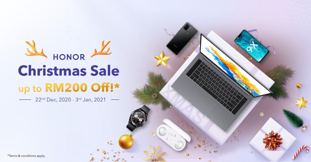 Get up to RM 200 off from HONOR Malaysia this Christmas