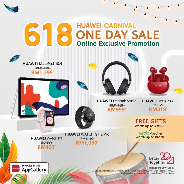 Enjoy Discounts and FREE Gifts Worth Up To RM189 At HUAWEI Carnival 2021
