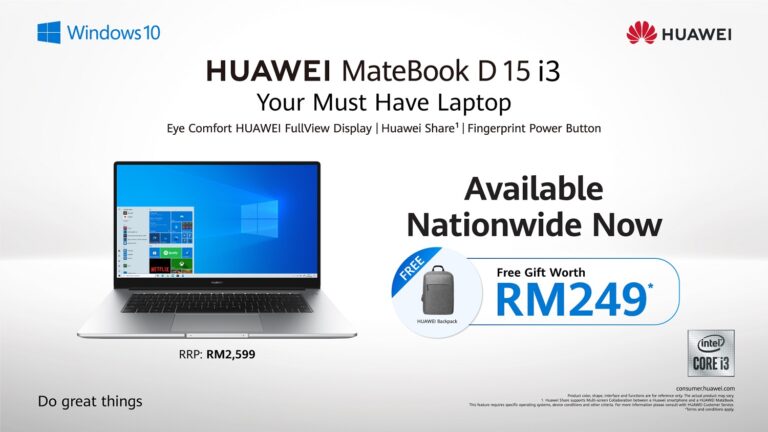 Save More With The HUAWEI MateBook D15 i3 And Receive Freebies Worth Up To RM249