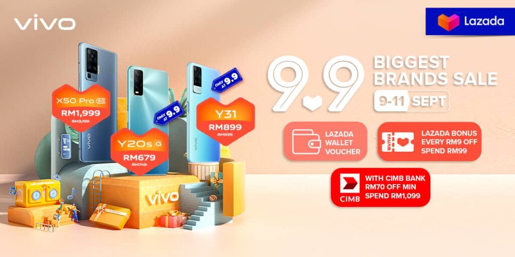 vivo x Lazada 9.9 All Day Sales Offers Limited-time Discount up to 95% This 9 September