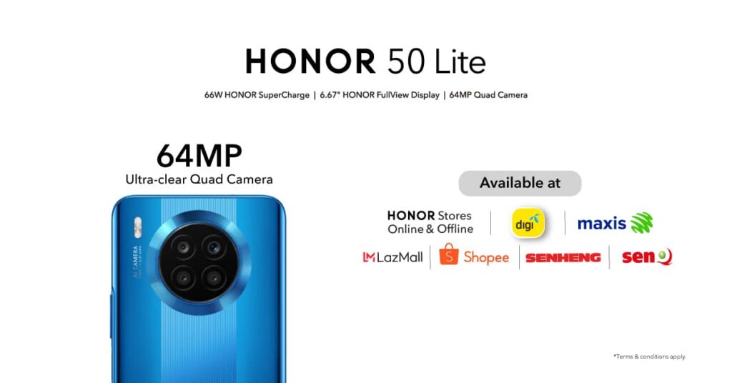 HONOR 50 Lite priced at only RM999, available nationwide from November 25th