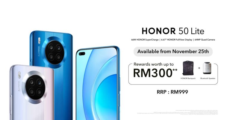 HONOR 50 Lite priced at only RM999, available nationwide from November 25th