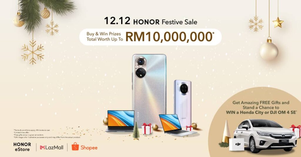 Join the HONOR 12.12 Festive Sale to enjoy Triple Rewards total worth up to RM10 million