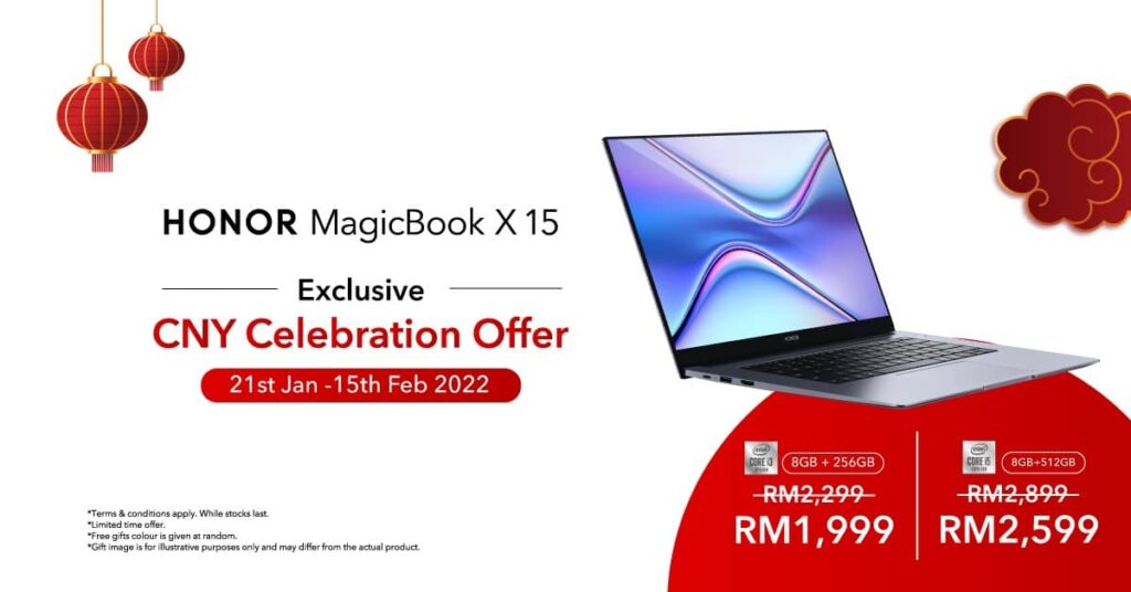 Get Your HONOR MagicBook X 15 And Enjoy RM300 OFF During The HONOR CNY Celebration