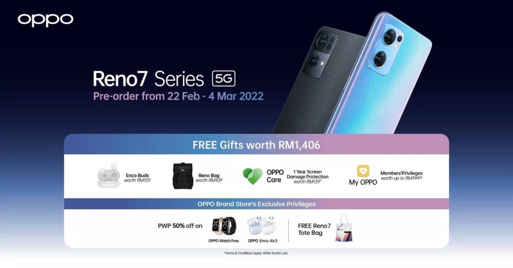 Pre-Order the New OPPO Reno7 Series for Free Gifts Worth RM1,406