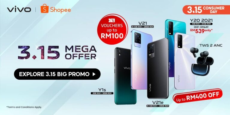 Celebrate vivo x Shopee Consumer Day with discounts up to RM400 this 15 March