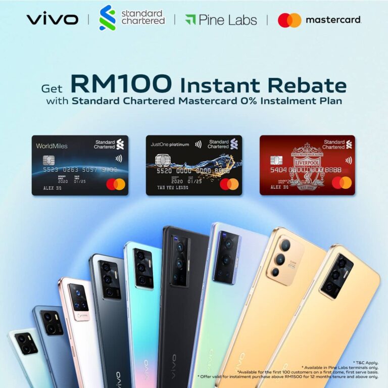 Enjoy RM100 Instant Rebate on vivo Smartphones with Standard Chartered Mastercard 0% Instalment Plan