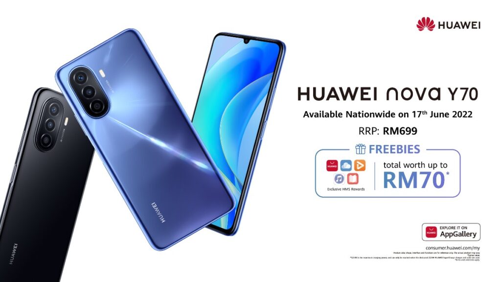 HUAWEI nova Y70 with 6000mAh Battery, 6.75-inch Screen and 128GB Storage for Less Than RM700
