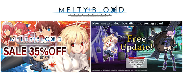 MELTY BLOOD: TYPE LUMINA New Playable Characters Mash Kyrielight and Neco-Arc Announced All Additional Characters up to the Fourth Set will be Available for Free!