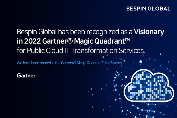 Bespin Global, named 'a Visionary' in 2022 Gartner® Magic Quadrant™ for Public Cloud IT Transformation Services