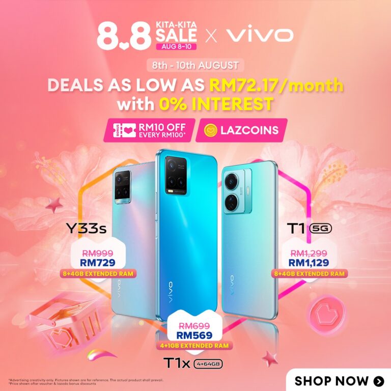 Enjoy Free Shipping and Lazada Bonus during vivo x Lazada 8.8 Kita Kita Sales