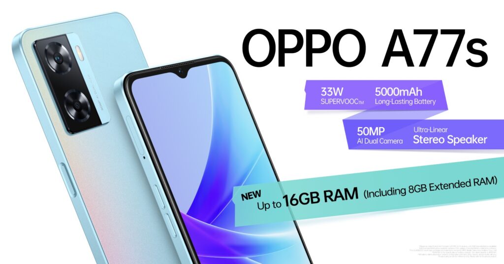 OPPO A77s Gets Double Up RAM Up to 16GB for Users to Enjoy a Smoother Experience