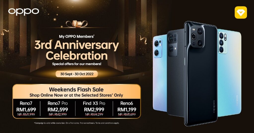 Secure Your My OPPO Member Rebates Before The 3rd Anniversary Celebration Ends on 30th October