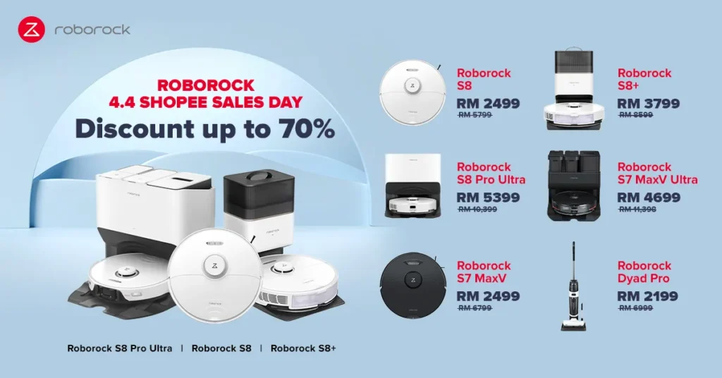 Roborock 4.4 Shopee Sale: Grab a new Roborock from as Low as RM1,699
