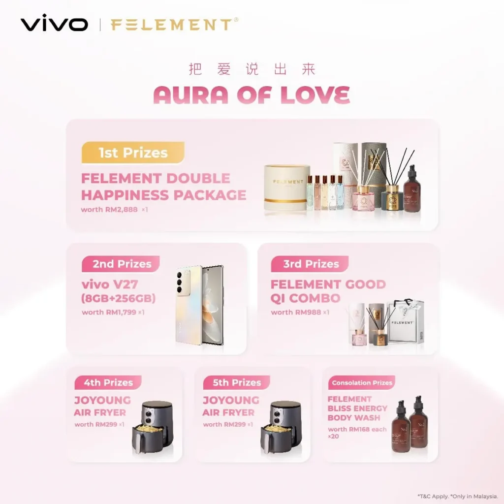 Join the vivo and felement ‘Aura of love' Competition For a Chance to Win Prizes Worth Up to RM10,000