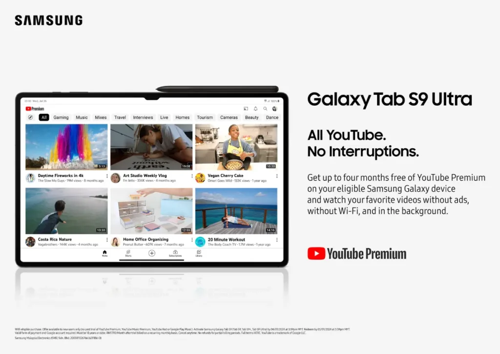 Enjoy YouTube Premium & Microsoft 365 Basic with Galaxy Z Series and Galaxy Tab S9 Series